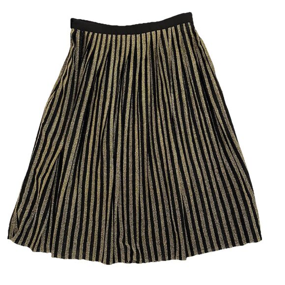 Modcloth 'Glitz The Spot' Pleated Midi Skirt Metallic Gold Glitter- L - Picture 1 of 13